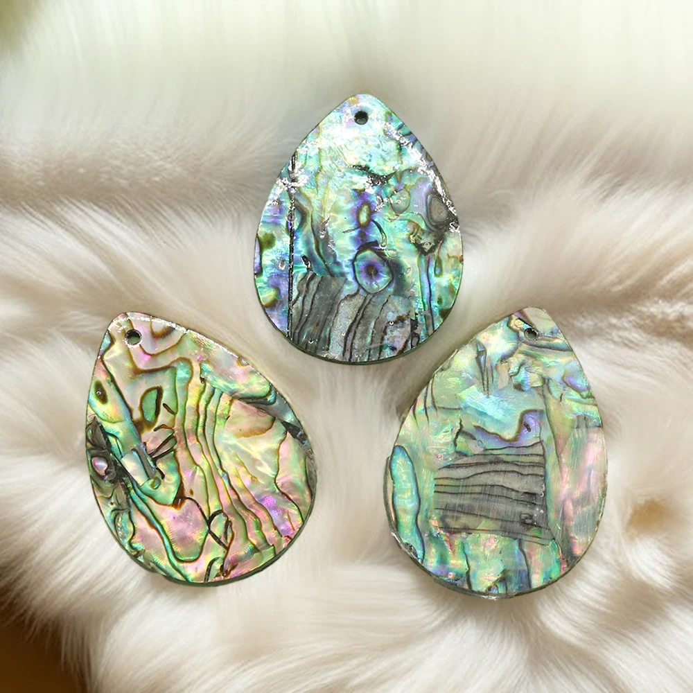 Vintage Colored Natural Abalone Shell Pendants Water Drop Charms Beach Rainbow Shell Beads Pendants for Jewelry Making Necklace