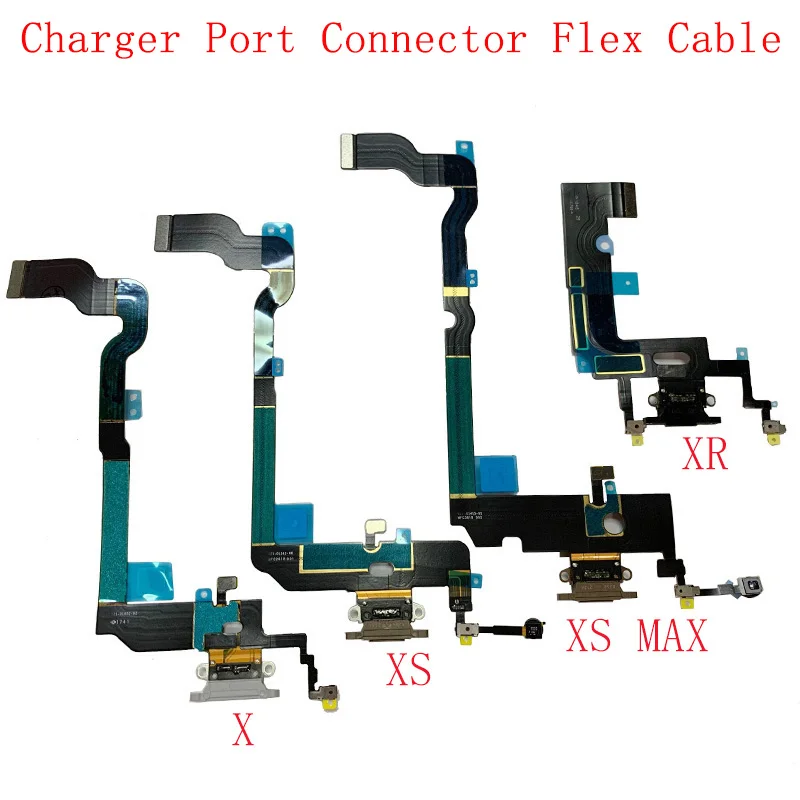 USB Charger Port Dock Connector Flex Cable For iPhone X XR XS MAX Charging with Microphone Repair Replacement