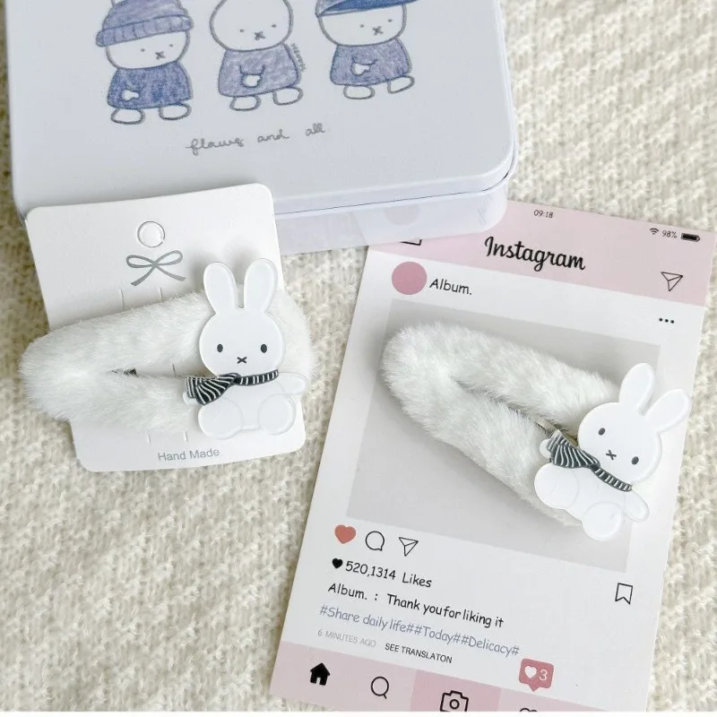 Light Green Four-Leaf Clover & Bunny Seamless Duckbill Clip, Sweet Bangs Hairpin, Cartoon Hair Accessory view 5