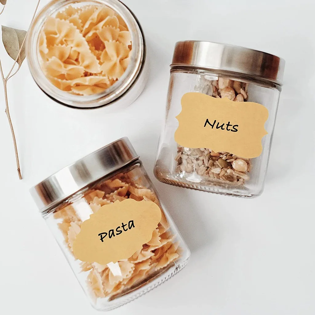 250 قطعة من علامات الكرافت الطبيعية ملصق ذاتي اللصق مخصص لعطلة الحاضر ملصقات للجرار ، هدية الكريسماس ، علامات الاسم ، برطمانات ماسون