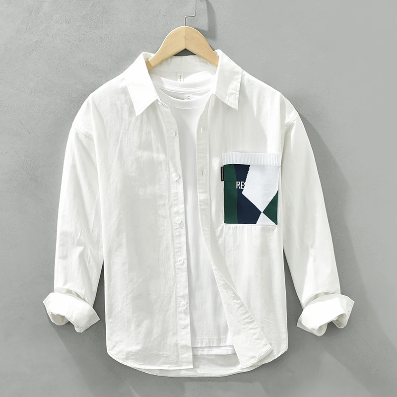 

Autumn New Long Sleeve Shirt for Men Cotton Turn-down Collar Shirts Fashion Men's Clothing