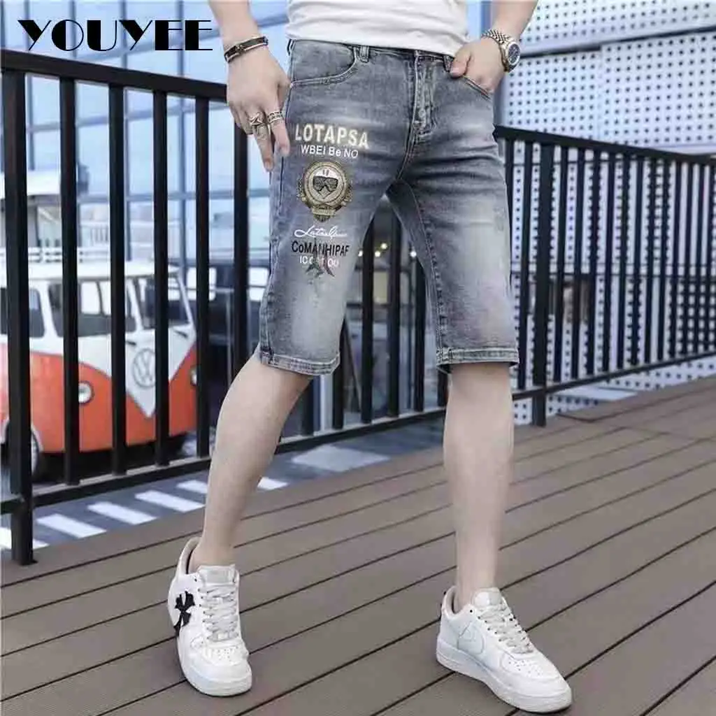 

Jeans Men's Shorts Pants Summer Denim Knee Length Shorts Male Casual Trend Thin Youth Fashion 2022 Streetwear Straight shorts