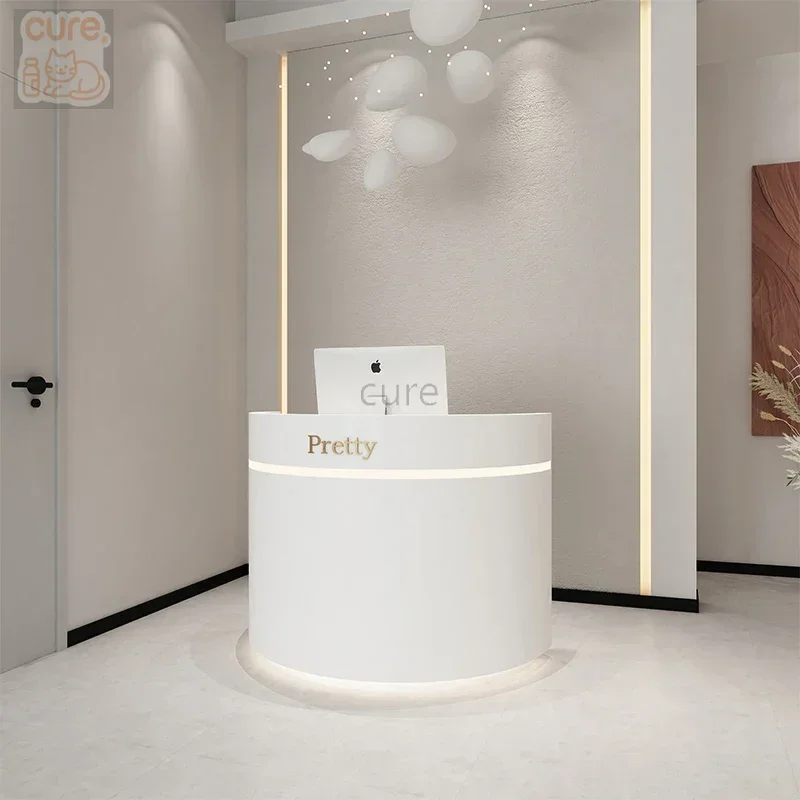 

Checkout page Painting light luxury store Small front desk Shopping guide Consultation Welcome desk Half arc bar counter