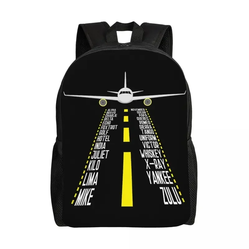 Piloto alfabeto aviação avião presente portátil mochila das mulheres dos homens moda bookbag para a escola estudante universitário avião aviador sacos