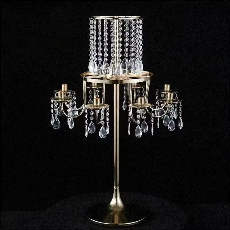 4er-Pack Goldene 8-Armige Metall-Kerzenleuchter - Kristall-Kerzenhalter Elegante Tischdekorationen für Hochzeiten, Geburtstagsfeiern, Veranstaltungen – Detail 3