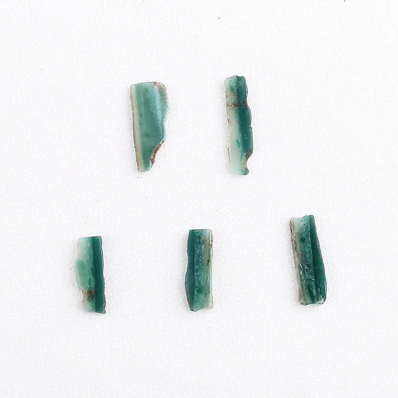 

5PCS Natural Green Chalcedony Irregular Shape Earrings Beads for Jewelry Making, Handmade Natural stones beads