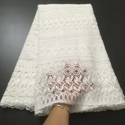 Latest 2023 White African Lace Fabric Nigerian Swiss Cord Lace Fabric Milk Silk Net Dubai Lace Fabric For Dress Sewing PJFT2106
