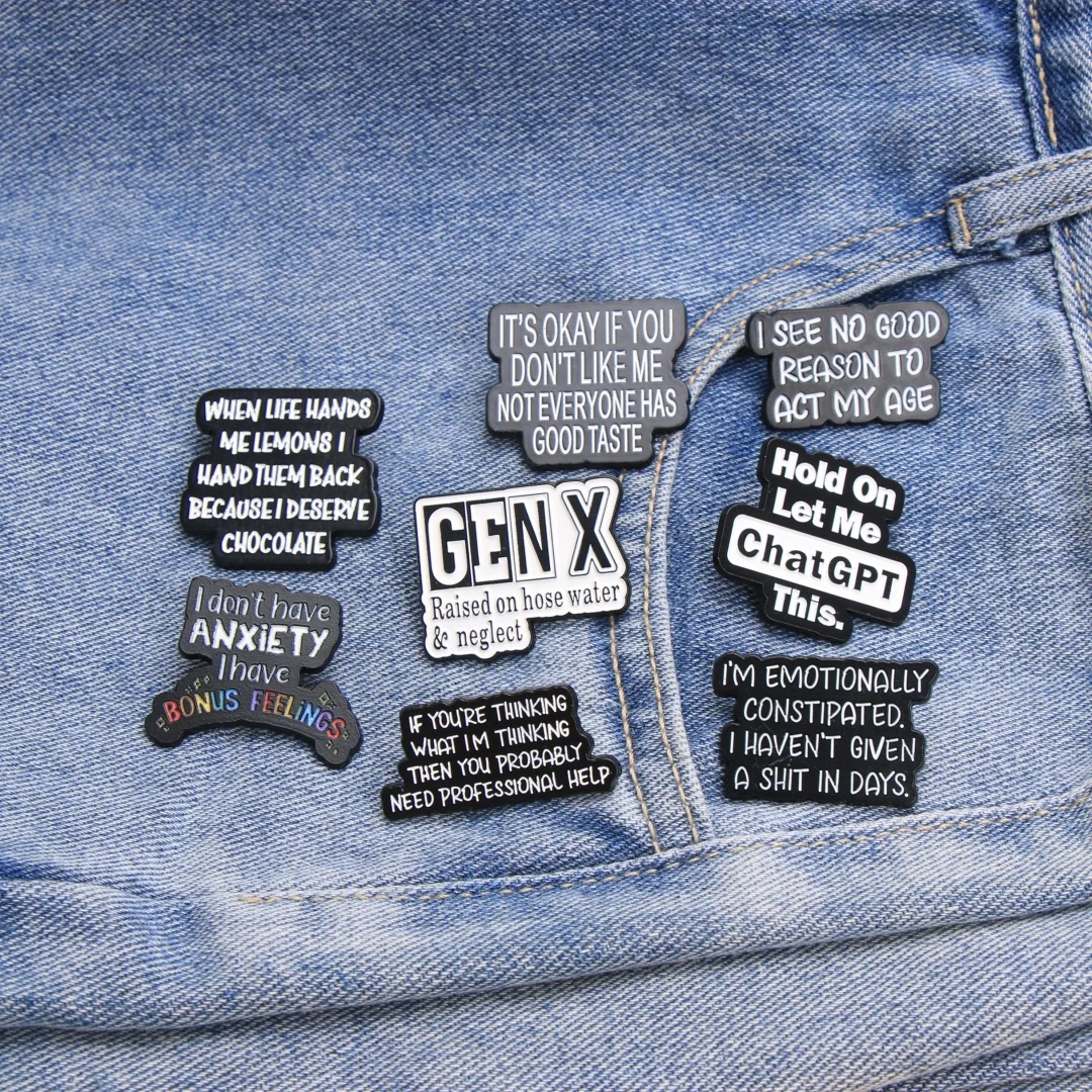 Cartoon Punk Slogan Enamel Pins - Funny Lapel Badge Set for Backpack & Clothing DIY Gift for Friends