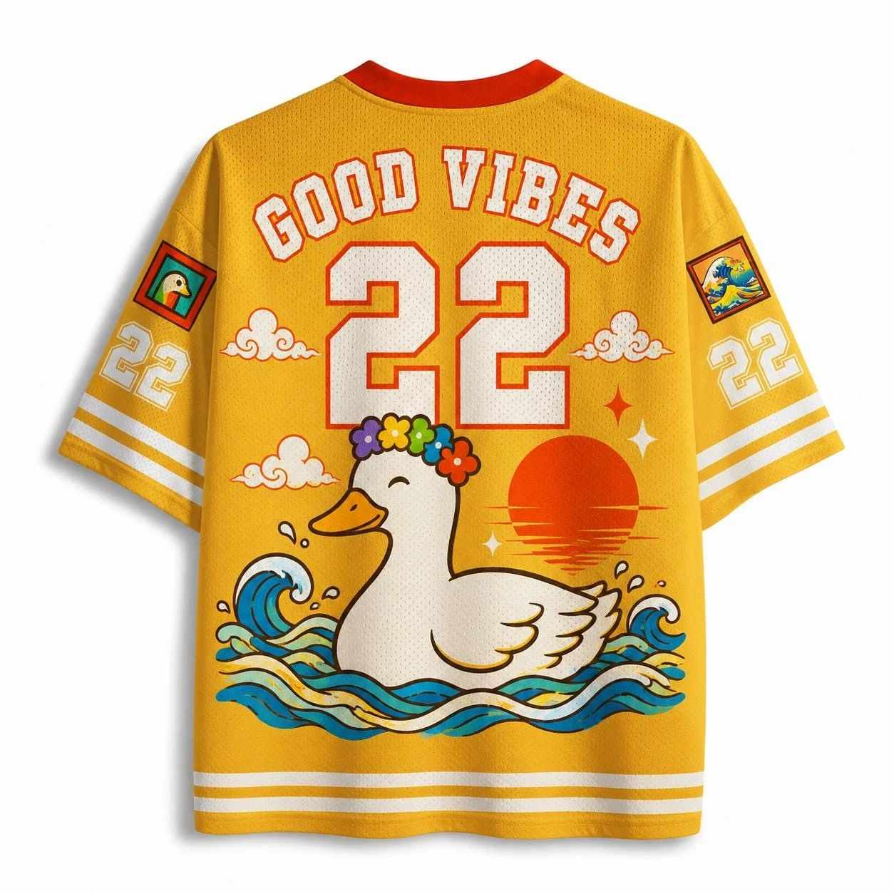 2026 Summer Fashion New Funny Rainbow Lamian Noodles Duck 3D Print T-shirt Leisure Sports Loose V-Neck T-shirt Large