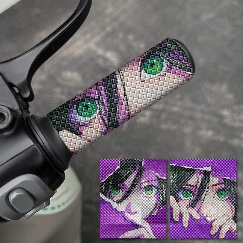 2PC JDM Girl Eye Motorcycle Grip Sticker Diamond Pattern Waterproof  Anti Slip Sticker  for Modifying Electric Bicycle Scooter