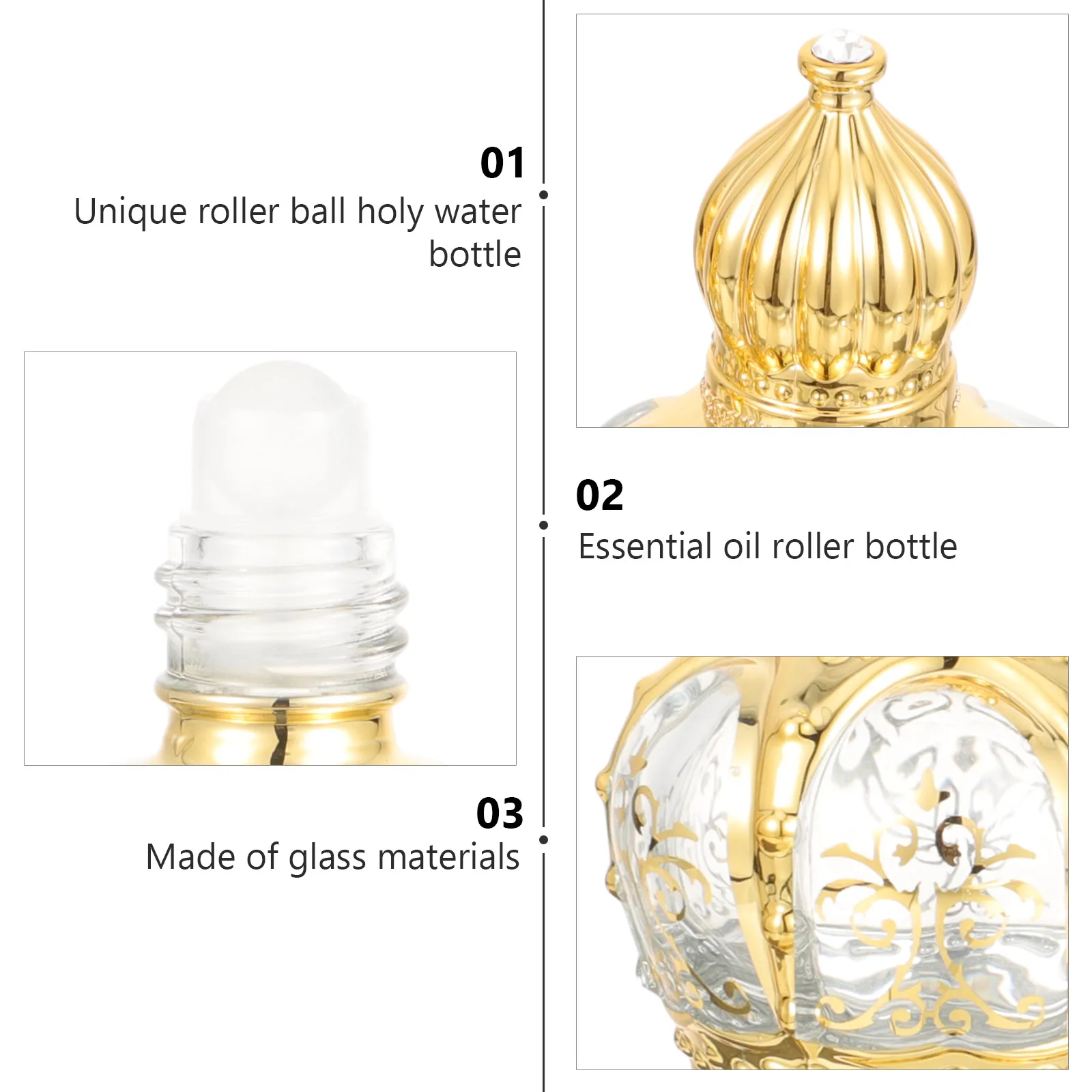 

2Pcs Glass Essential Oil Roller Bottles Empty Refillable Roll on Small Size Travel Perfume Aromatherapy Meditation Prayer