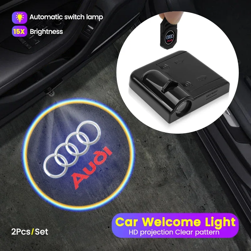 1Pcs LED HD Wireless Car Door Logo Welcome Lamp Laser Light Projector For Audi SLine A3 A4 A5 A6 A7 A8 Q2 Q3 Q5 Q7 Q8 S3 S4 S5