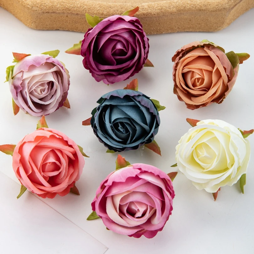 

100 Pieces of Artificial Flower Silk Rose Bud Home Decoration Diy Candy Box Wedding Background Wall Garden Arch Christmas Wreath