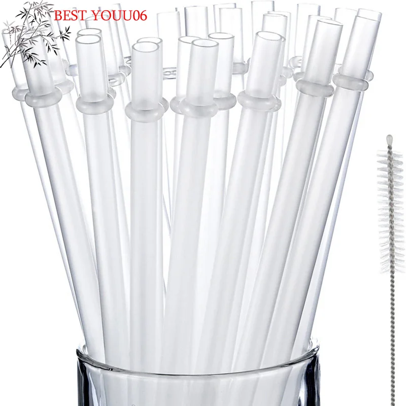Hot 10Pcs White Glitter Plastic Straw 9 Inches Long Reusable Hard Drinking Straws For Tumbler Mug Cup Bottle