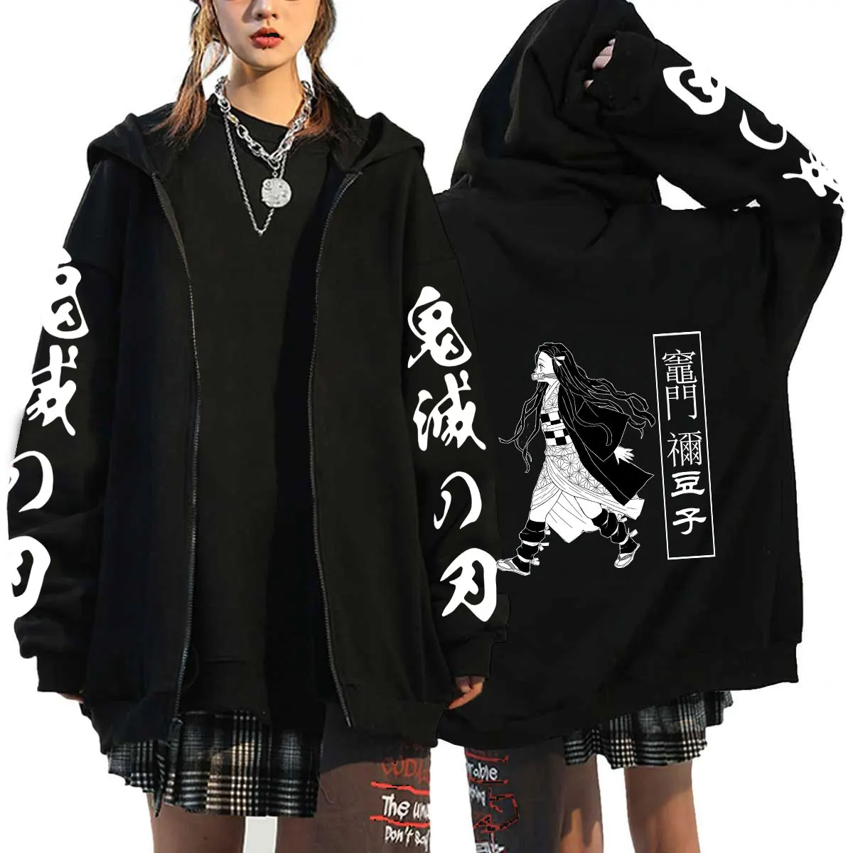 Kochou Shinobu Zipper Hoodie Manga Winter Autumn Spring Casual Jacket Sweatshirt Harajuku Demon Slayer Kimetsu No Yaiba Coats