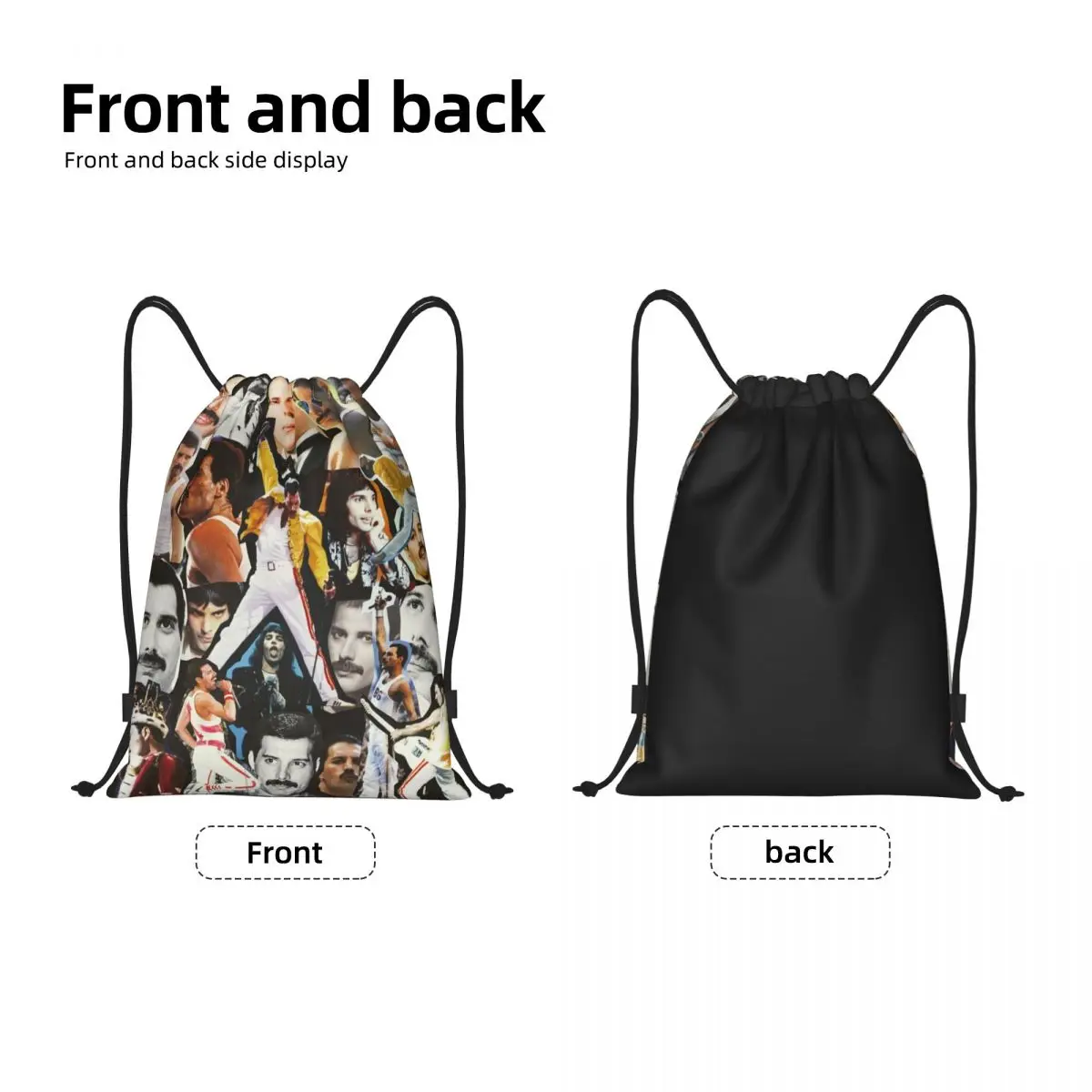 Custom Freddie Mercury Collage Drawstring Bag for Shopping Yoga Backpacks Men Women Sports Queen Rock Gym Sackpack