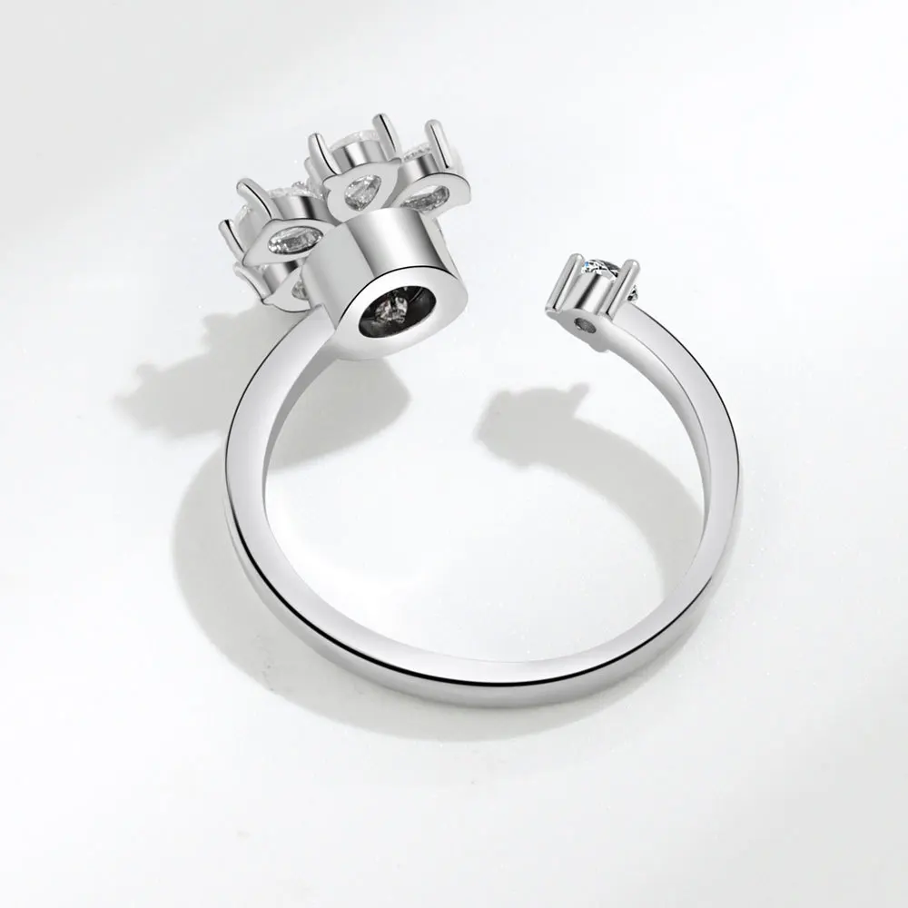 Luxury Fashion Fidget Spinner Rings for Women Crystal Flower Sun Star Moon Beads Anti Stress Anxiety Ring Rotatable Jewelry 2026