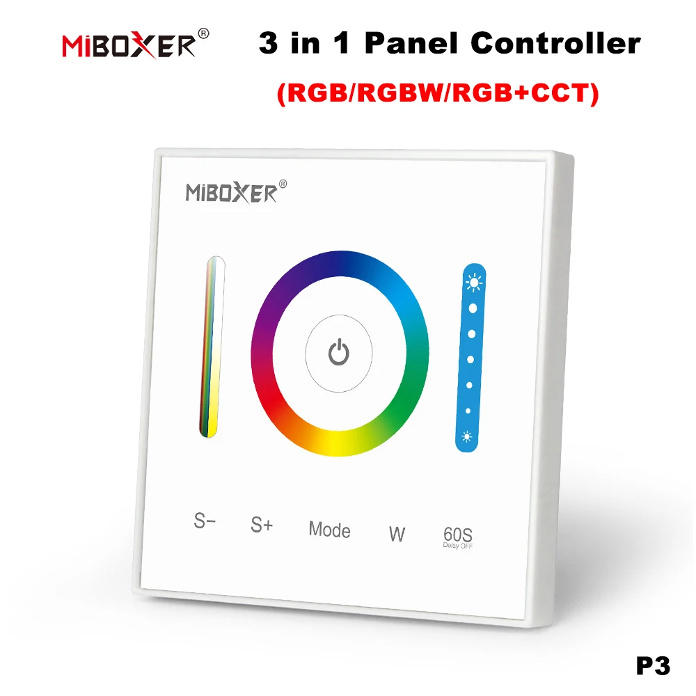 MiBoxer P3 DC12-24V 2.4GHz 86Touch RGB/RGBW/RGB+CCT Switch Panel  Dimmer Adjust Brightness Led Controller  for Led Strips/FCOB