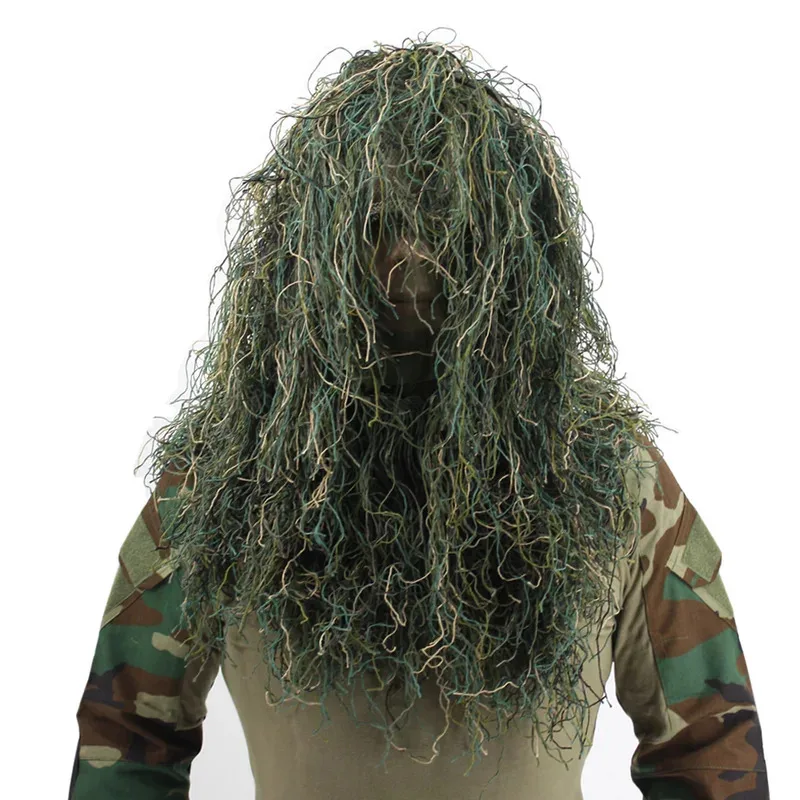 Capucha ghillie 3D camuflaje para caza - accesorio táctico multiuso