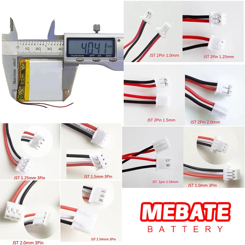 3.7V 500mAh Lipo Rechargeable Battery 304040 + JST 2pin 3pin plug For MP3 GPS Bluetooth Recorder Headset E-book Mobile Phone