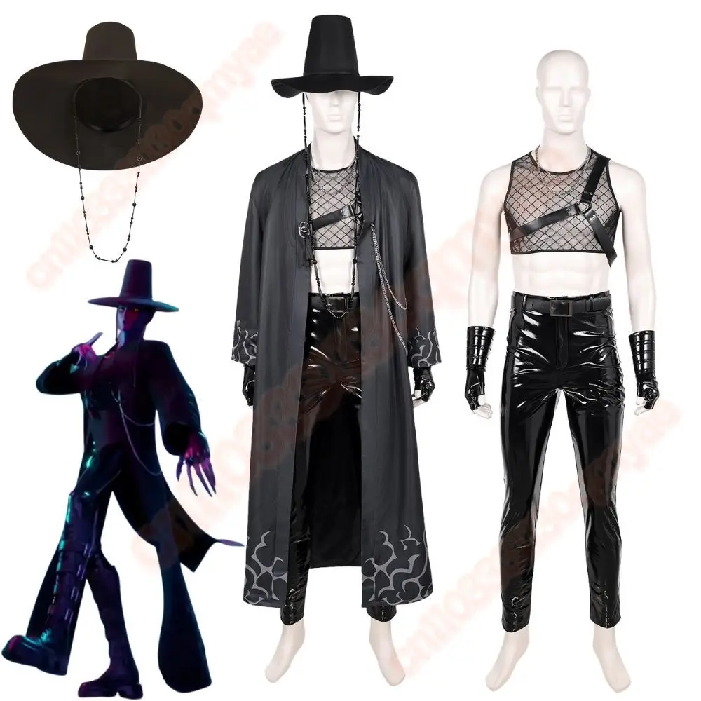 

Abby Kpop Demon Hunters Saja Boys Cosplay Costume Uniform Cape Hat Leather Pants Idol Roleplay Outfits Halloween Carnival Suit