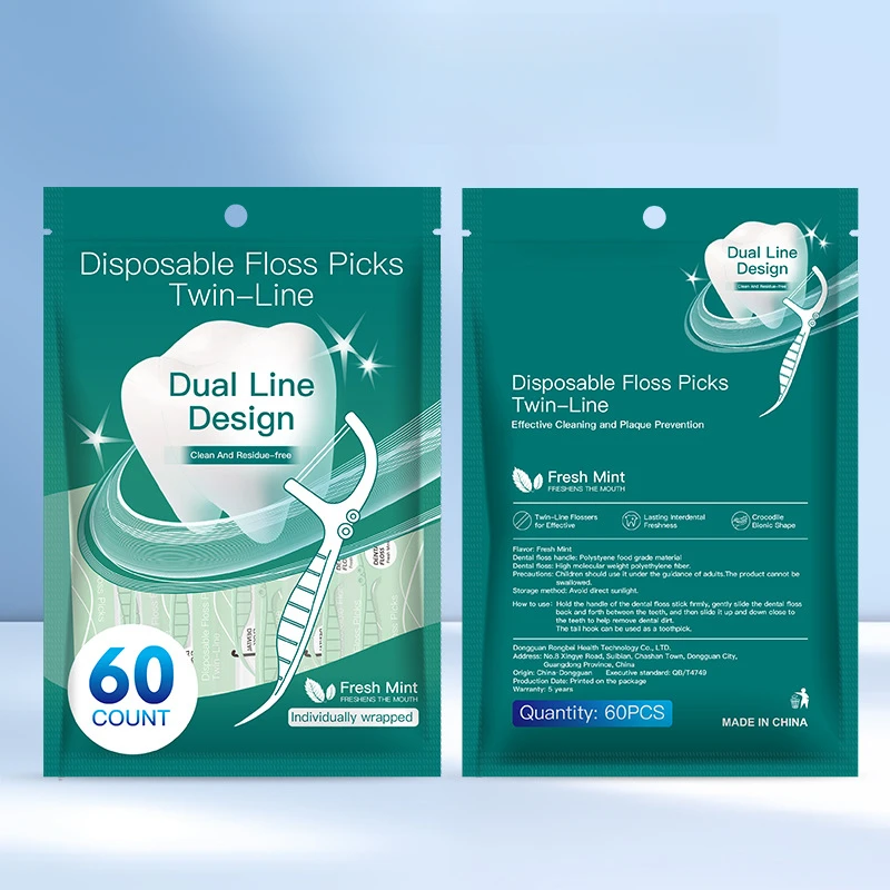 10×60PCS Double Thread Floss Mint Flosser Individually Packed Portable for Hotel Restaurant Single Use