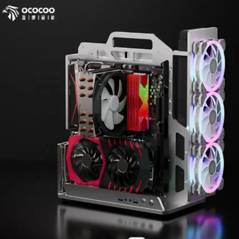 2025 computerbehuizing luchtvaart aluminium metaal eenvoudig draagbaar open Ococoo pc watergekoeld rek kan worden gebruikt met ITX-moederbord