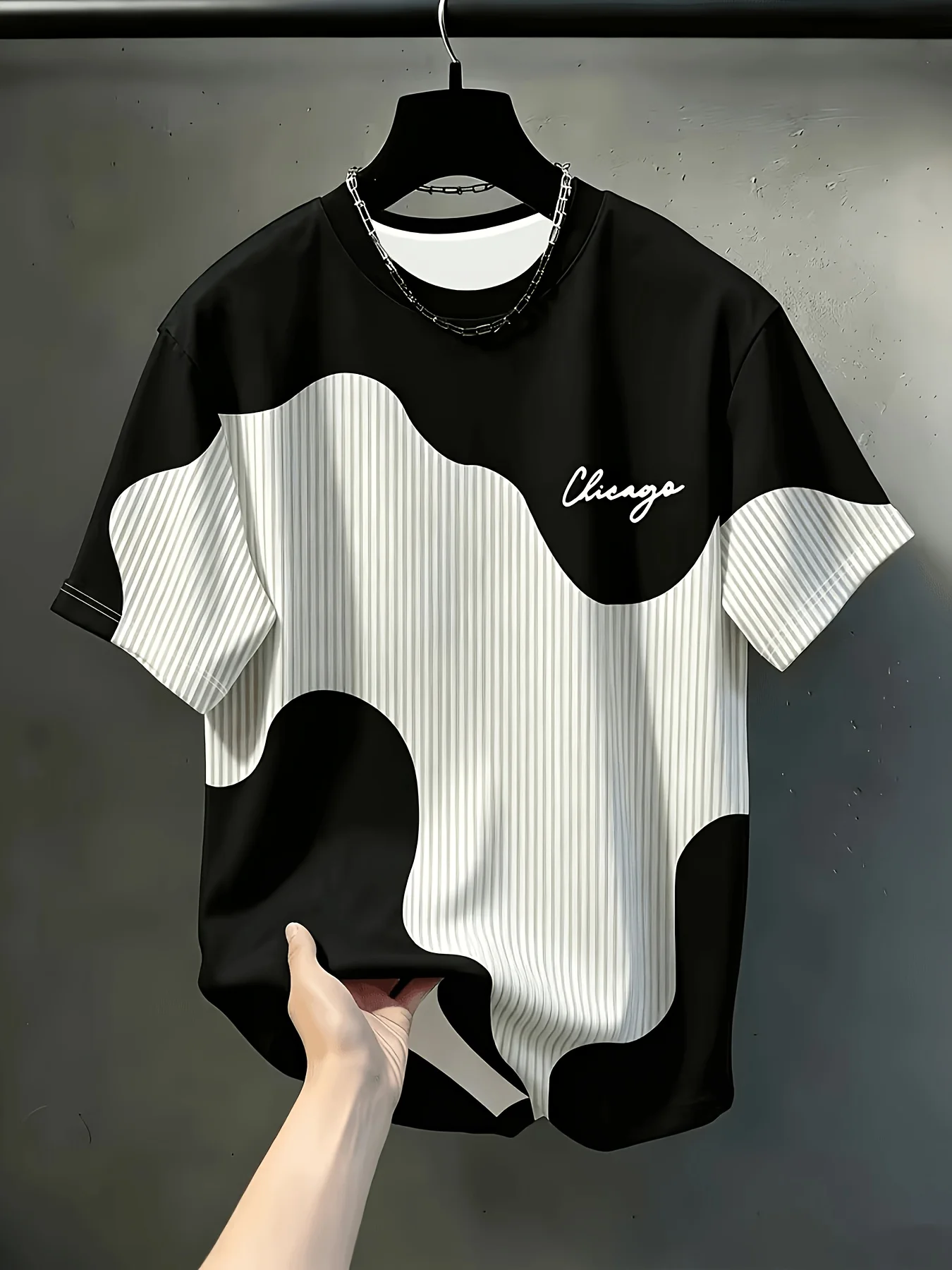 2026 Summer Men's New European Style 3D Printed Soft and Breathable Round Collar T-Shirt for Casual Sports and Outdoor Use