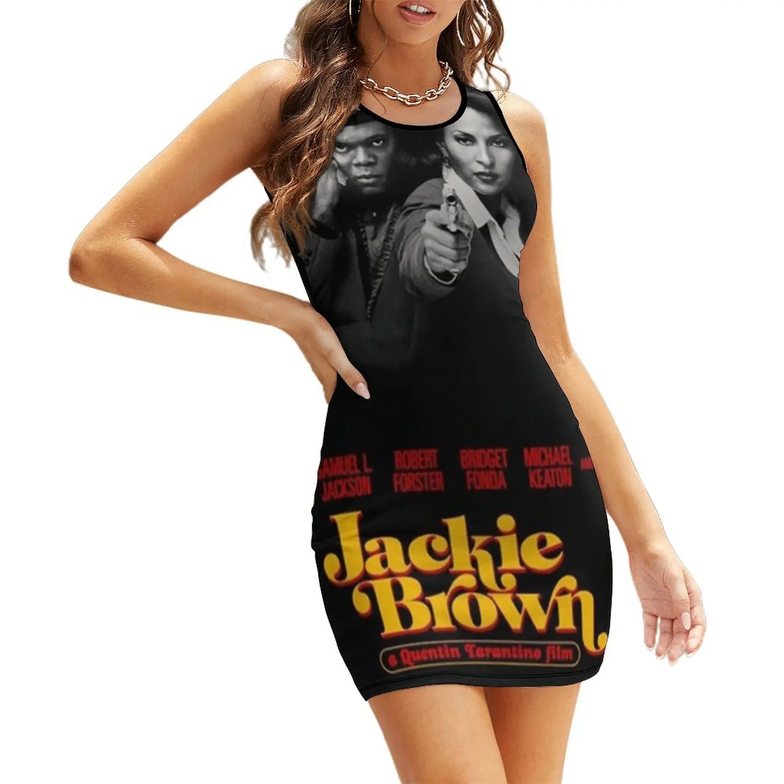 

BLACK COLOR JACKIE BROWN Poster Sleeveless Sundress elegant women's dresses sale elegant dresses plus sizes