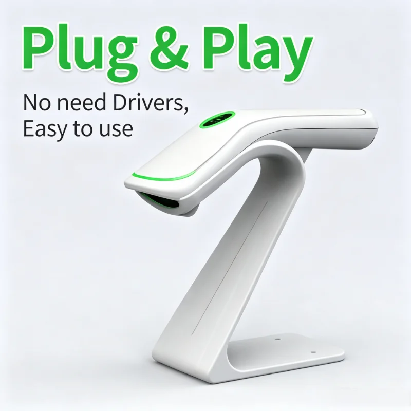 Wireless Bluetooth Barcode Scanner 1D 2D QR Code Reader USB Wired 2 in 1 Auto Sensing Stand Holder Support Screen Code Deformed