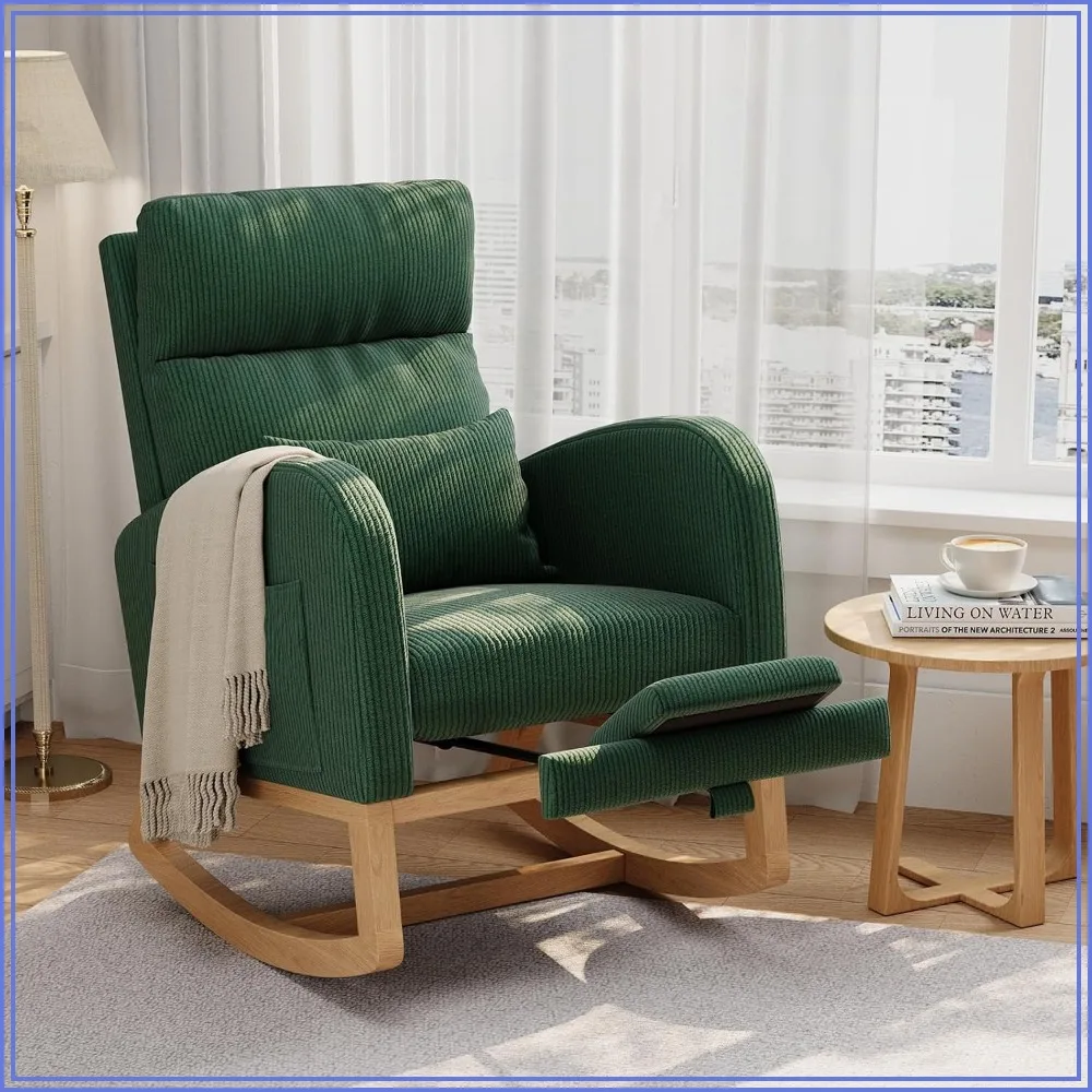 Rocking Chair Nursery Glider with Footrest Green