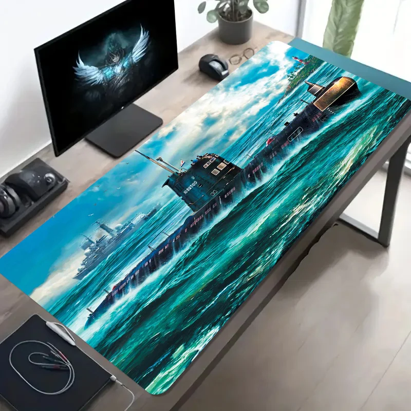 Submarine Ocean Waves Extra Large Gaming Mouse Pad Non-Slip Rubber Desk Mat for Office Decor