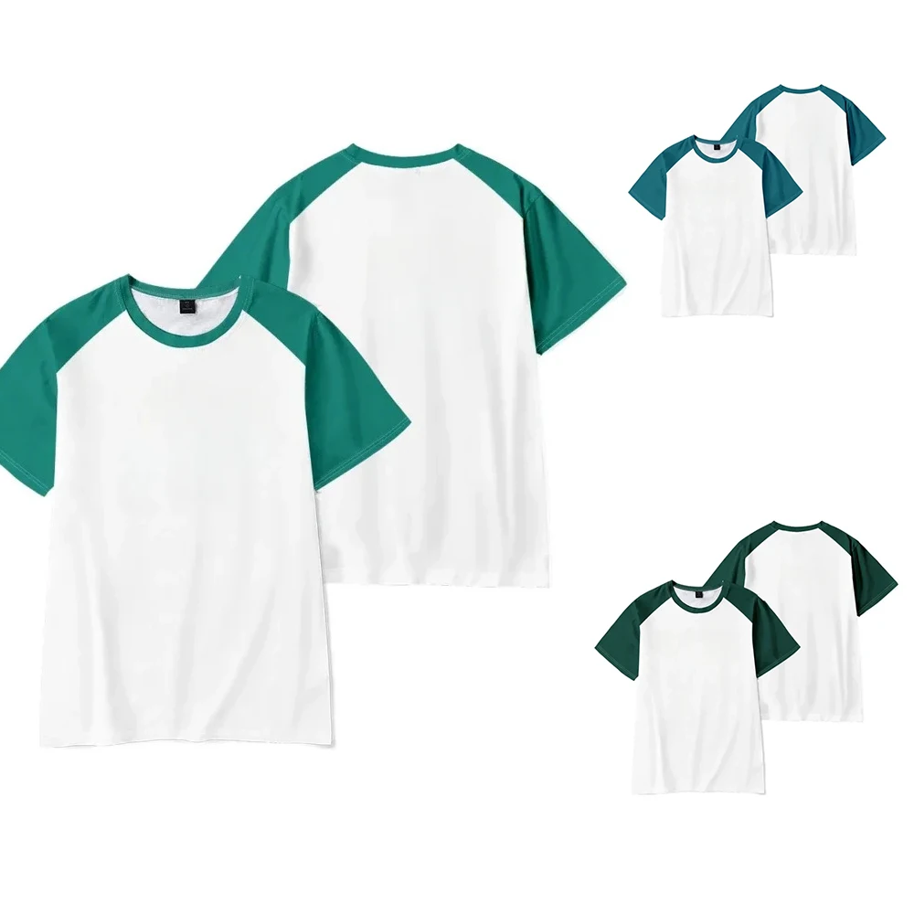 

Halloween Horro Korean Drama Cosplay Costume Calamari Games Disguise Men T-shirt for Team Short Sleeve Top Carnival Clothes