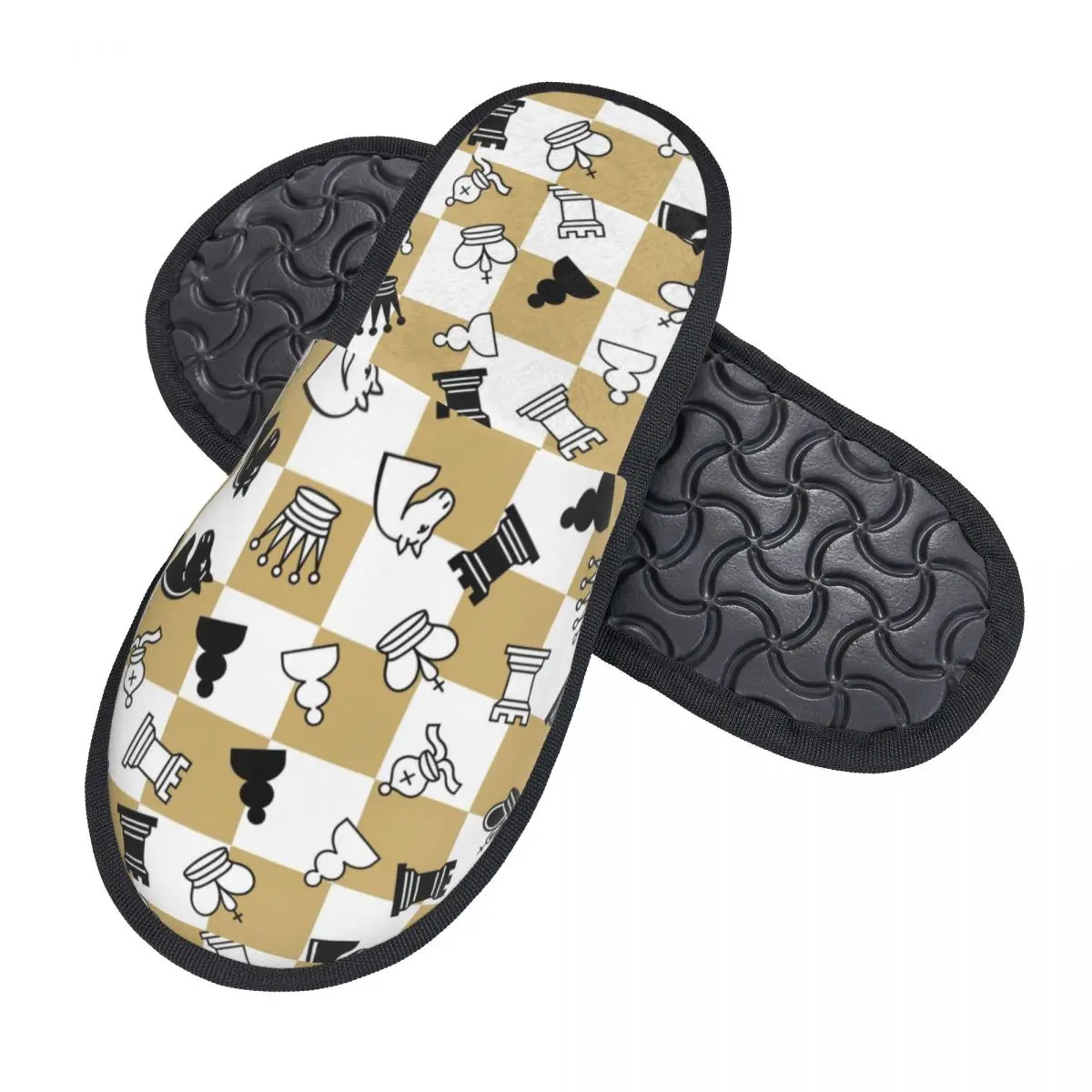 Chess Game Guest Slippers for Bathroom Women Custom Print Chessboard Board Game House Slipper