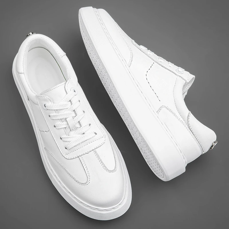Baskets décontractées en cuir véritable pour homme, chaussures de skate à lacets pour l'extérieur_voghion.com