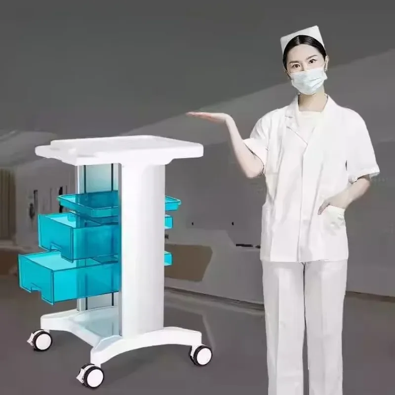 ABS Plastic Multi-layer Trolley Dental Cart Medical Instrument Trolley Mobile Silent Caster Werkzeugwagen Beauty Salon Furniture