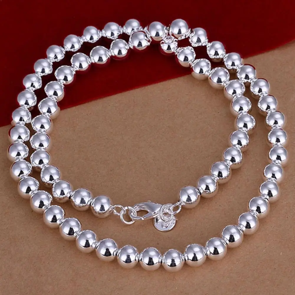 Frauen Halskette 8MM Perlenkette Halskette Legierung Hohlperlen Halskette Armband Männer Schlüsselbein Kette Tägliches Tragen Geschenke Dating Partys