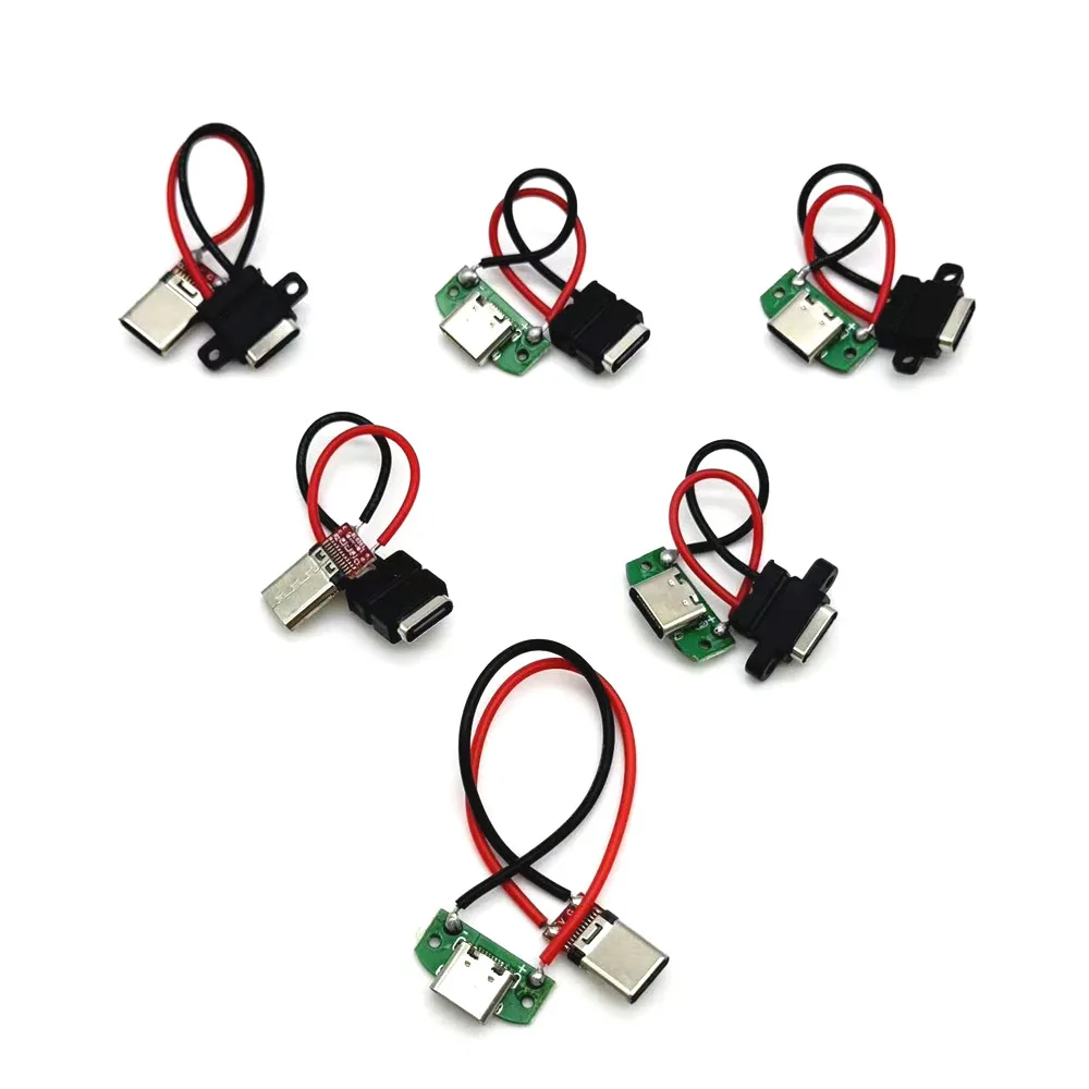 100pcs Micro 5V 2A USB Type-C 2Pin Horizontal / Vertical 2P Simple Soldered Male Plug-in Board Quick Charging USB-C Connector