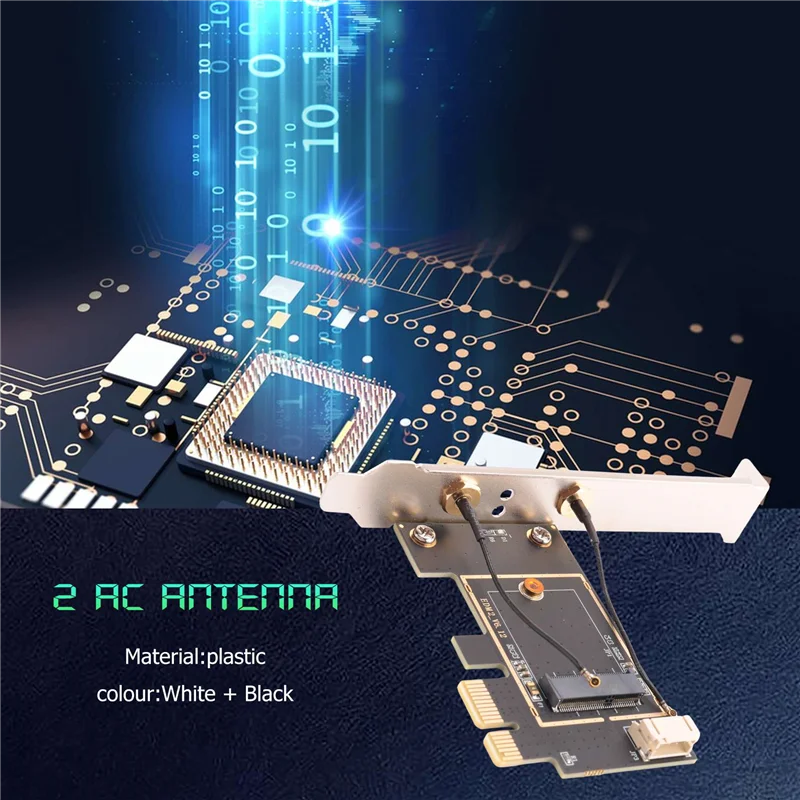

NGFF M2 Wireless Card To PCI-E Pcie Desktop Bluetooth Converter Adapter With 2 AC Antenna For AX200 9260AC 8265NGW