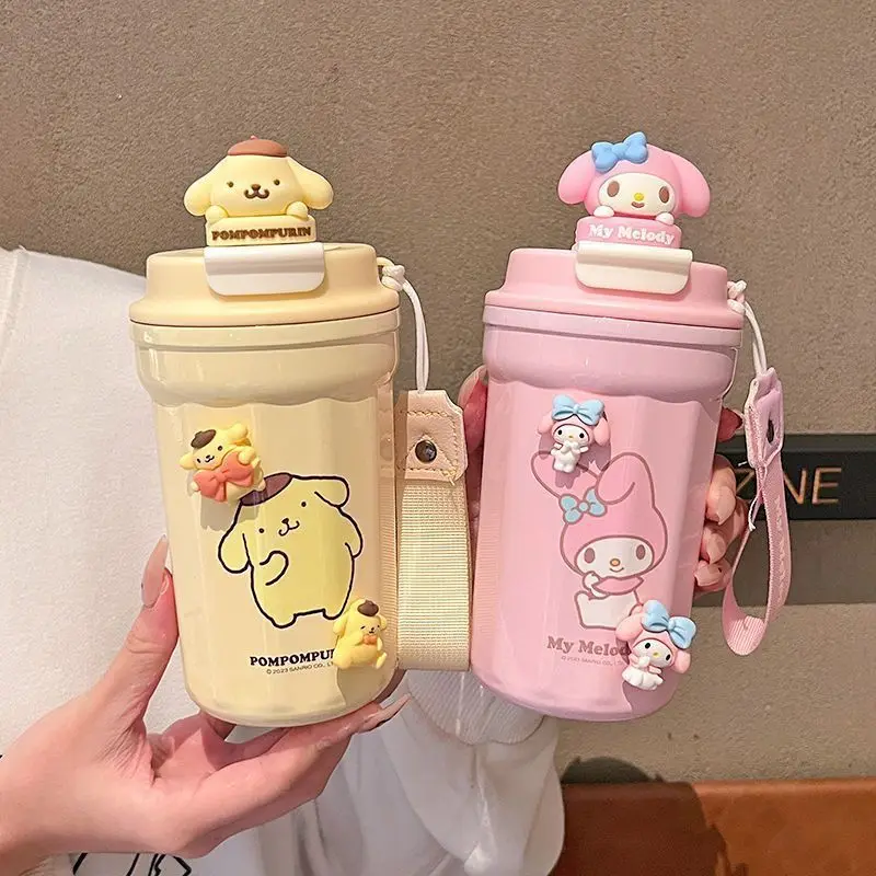 Genuine 2023 New Sanrio Cartoon Animation Series Pochacco Insulated Cup High-Looking Portable Kuromi Coffee Cup Children's Gifts