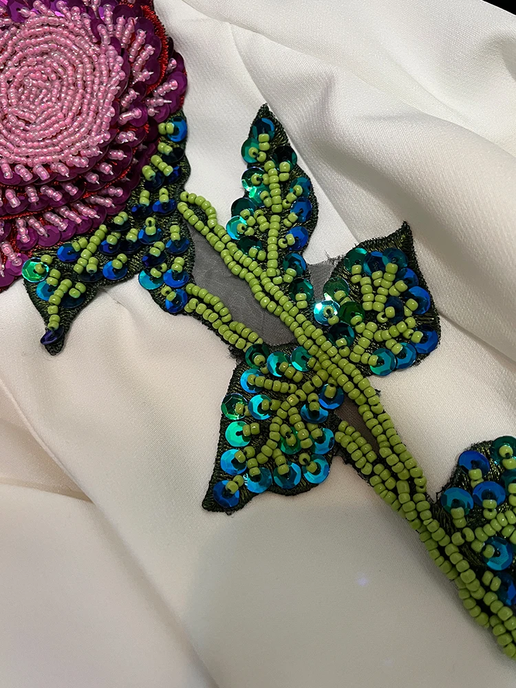 Ele الأزهار تصميم المرأة البدلة Jaet V-Ne Long Sve تخفيف Sle Faionable شتاء جديد وصول معطف سيدة #3