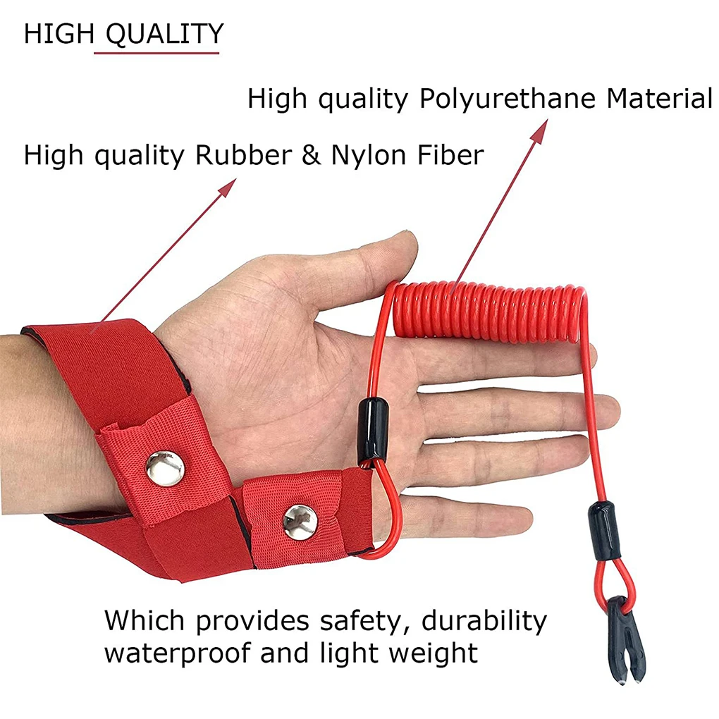 PU Boat Emergency Stop Switch Lanyard Professional Waterproof Detachable Rubber Cord Replacing Connector Components