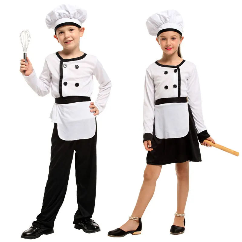 

Purim Halloween Costumes for Girls Boys Cook Chef Costume Cosplay Kids Child Occupation Uniform Role Play Fancy Dress