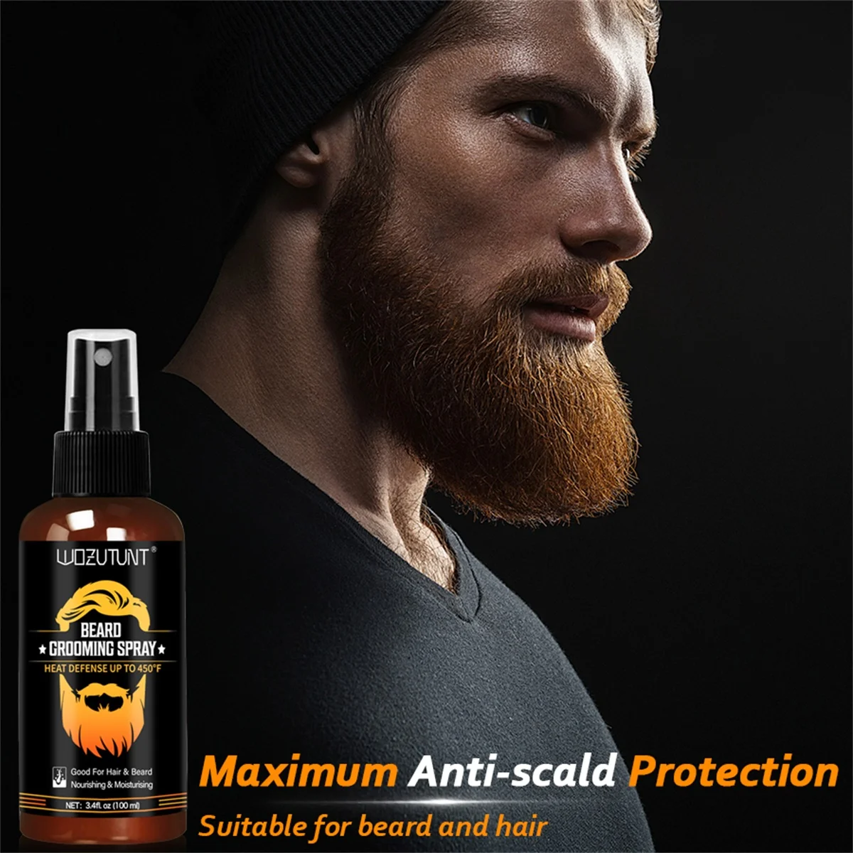 Beard Grooming Spray Protect Hair or Beard  UV and Heat/chemical Damage Moisturizing Treatment Oil,Anti-frizz Smoothing Balm Kit