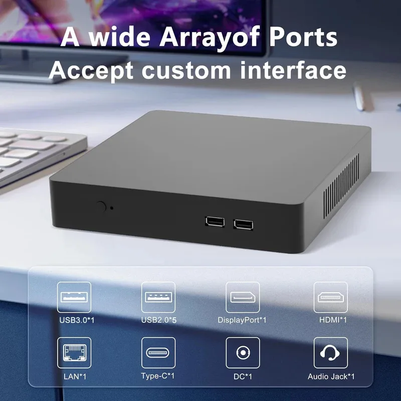 Set completo di mini giocatori di PC per computer industriale senza ventola Core I7 I5 I9 Completo
