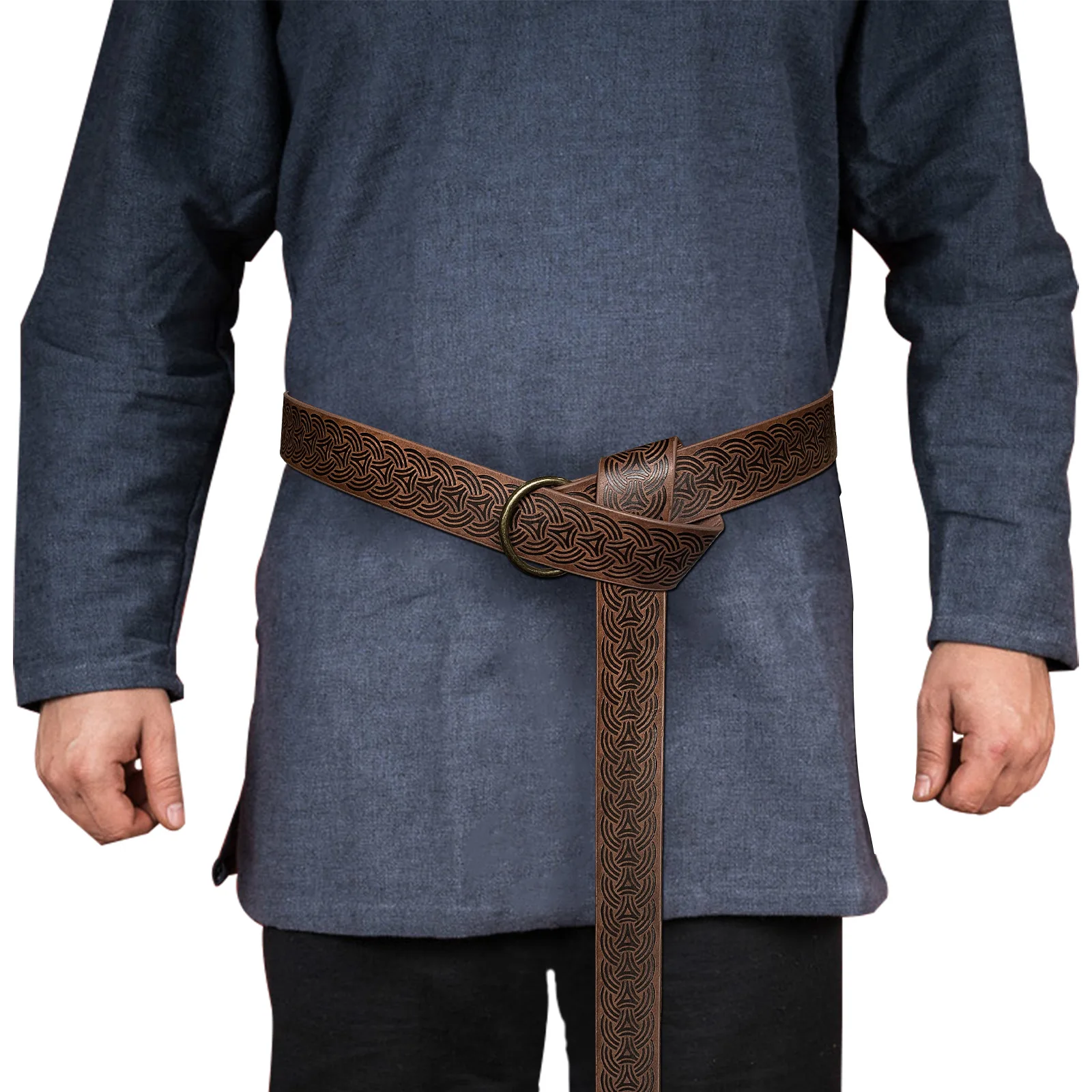 Embossed Copper Coin Belt Viking Warrior Renaissance Celtic Belt Leather Medieval Waistband Cosplay Costume Accessories