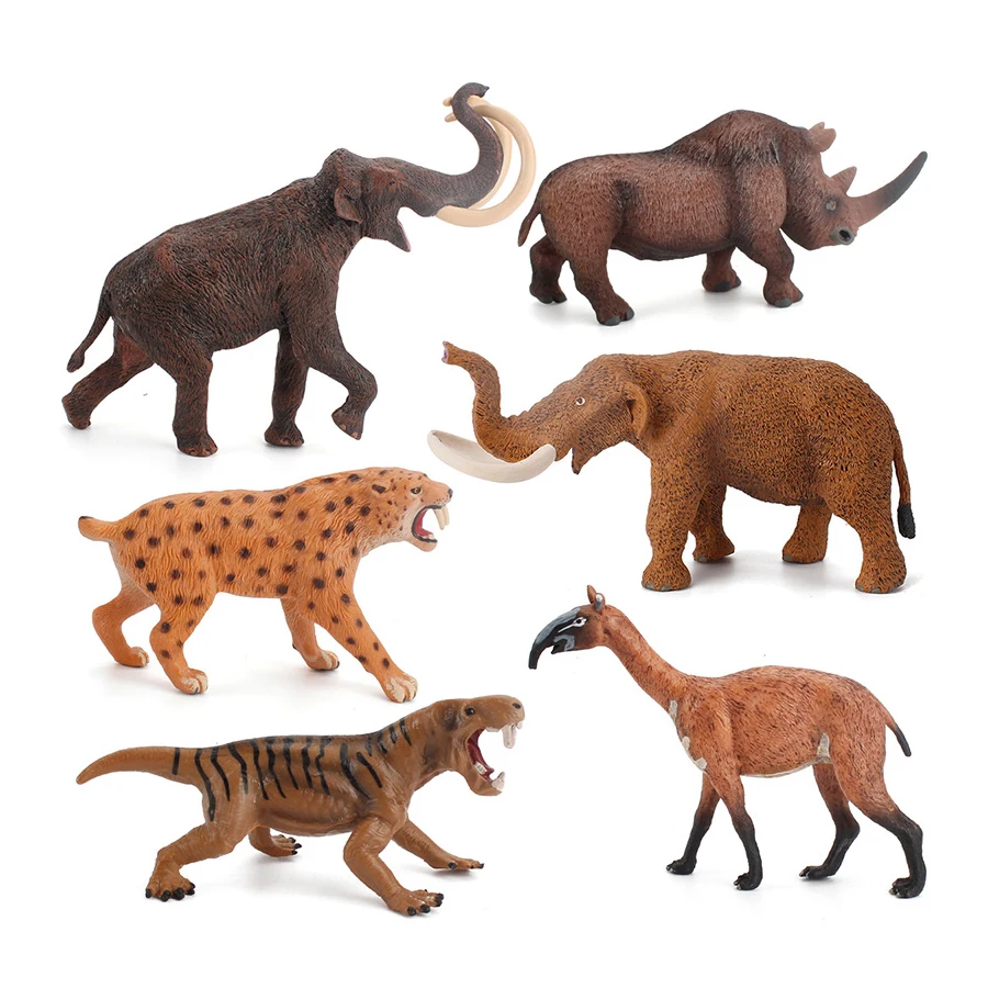Realistisches prähistorisches Tier Smilodon Mammuthus Lisowicia Wolliges Nashorn Mammut Figur Savage Modell Figur Lernspielzeug