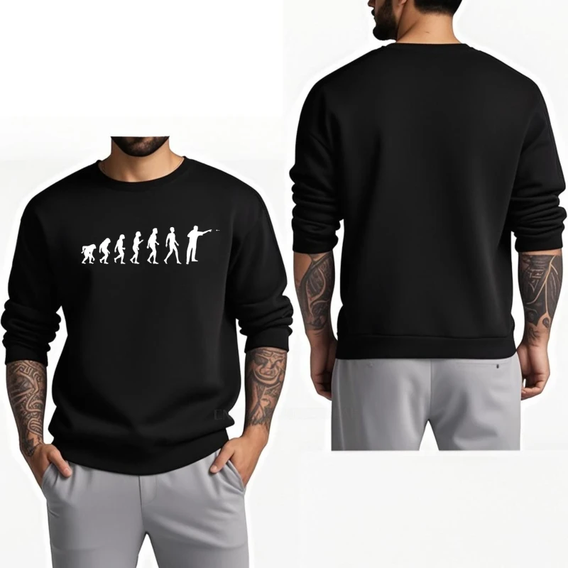 Marca outono para ele com capuz evolução humana para atirar street wear manga longa treino oneck moletom minimalista com capuz