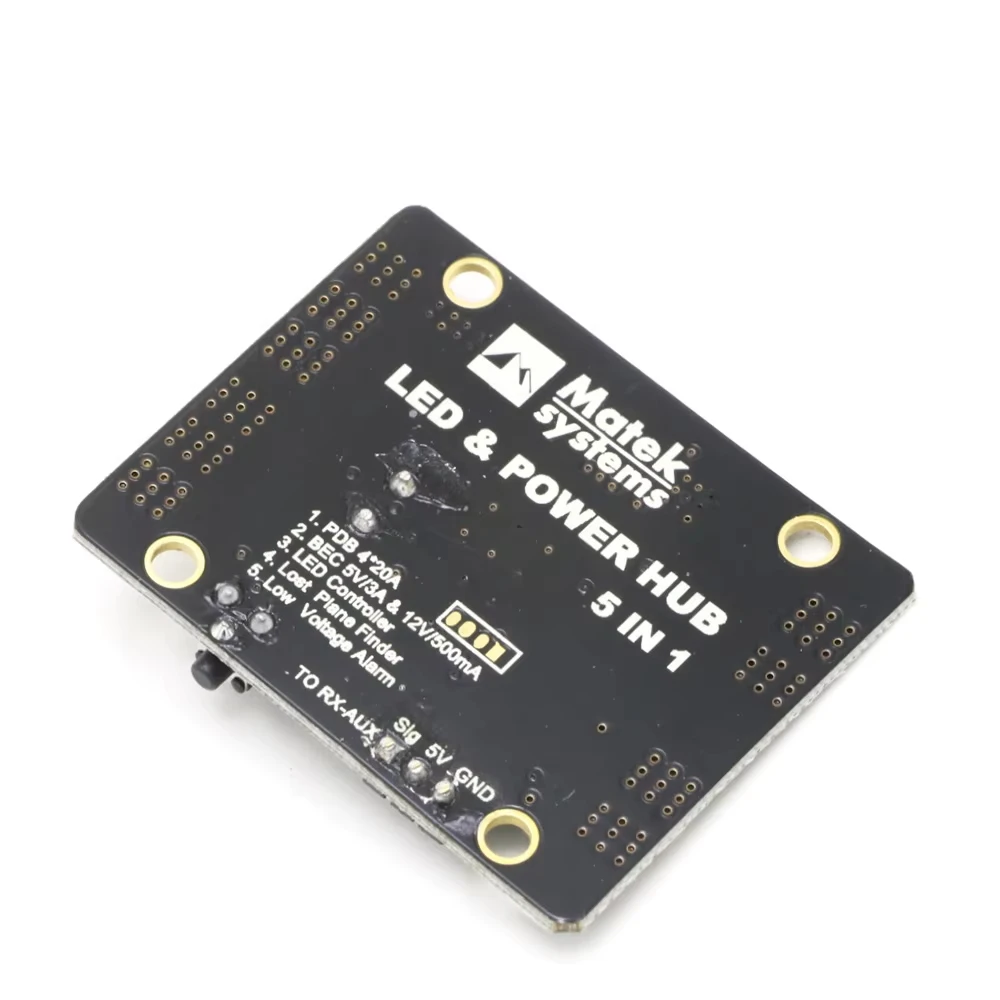 Power Distribution Board Mateksys 5 in 1 V3 PDB Dual BEC 5V/12V LED Controller Tracker Buzzer Low Voltage Alarm for FPV