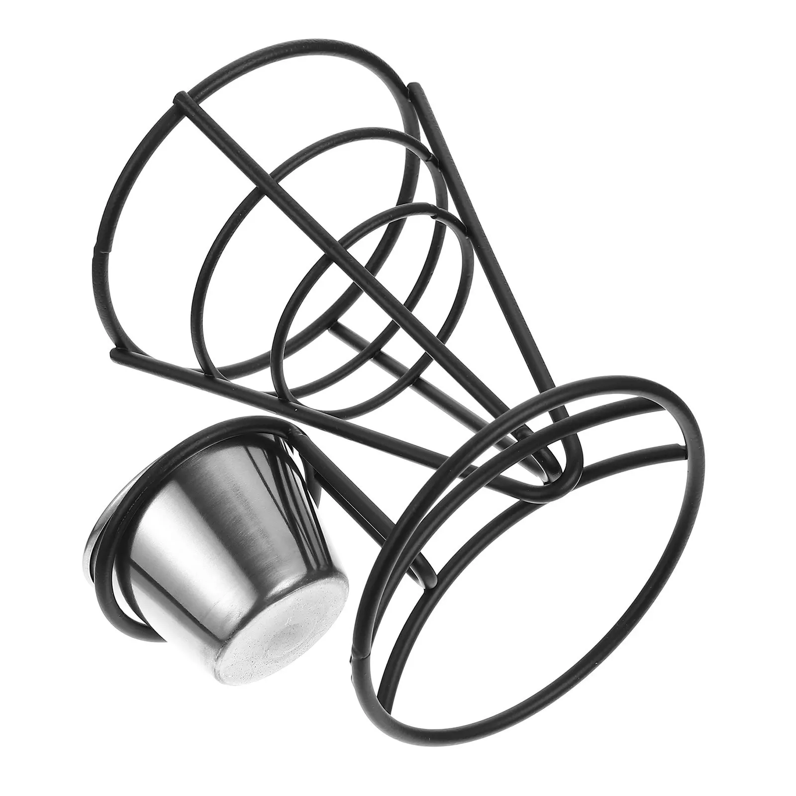 

Cone Shape Snacks Basket Iron French Fries Holder Sauce Cup Holder Fry Food Basket Decorative Food Container for Restaurant Cafe